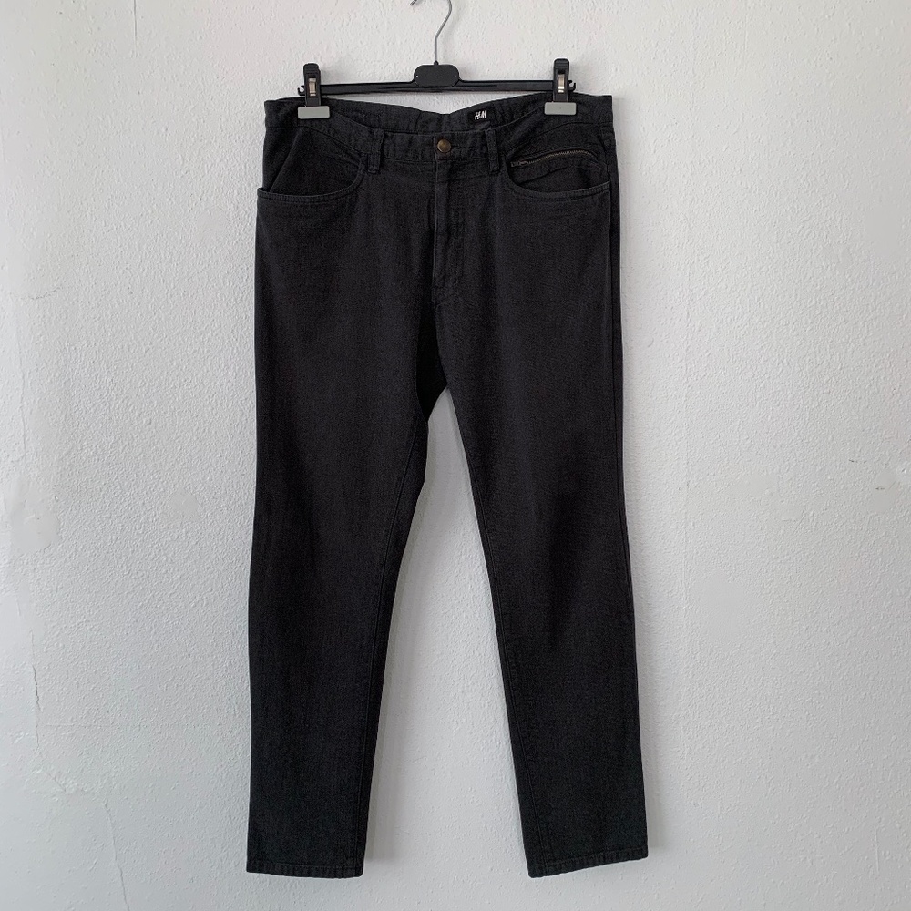 H&M dark grey, zipper pockets, jean style trouser